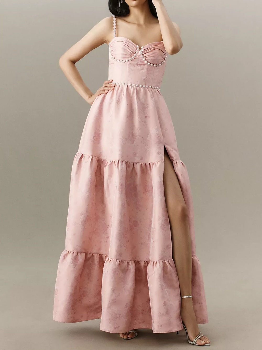 V. Chapman Lucetta Corset Tiered Maxi Dress